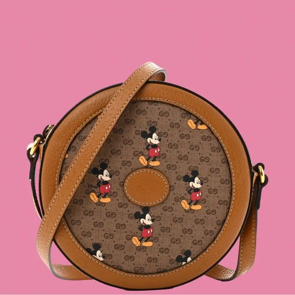 Gucci X DISNEY Mini Vintage GG Supreme Monogram Mickey Mouse Round Shoulder Bag - Picture 1 of 6